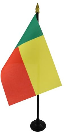 AZ FLAG - Tischflagge Benin - 15x10 cm Goldene Splitze - Beninische Tischfahne 10 x 15 Cm - Flaggen