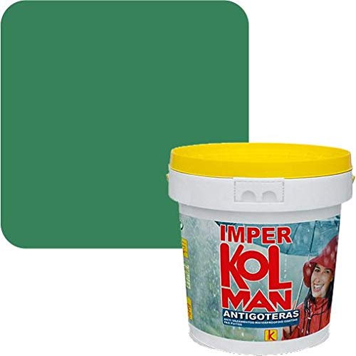 Revestimiento Impermeabilizante Imper Kolman. Caucho Elástico Impermeable Antigoteras. (12 litros, verde)