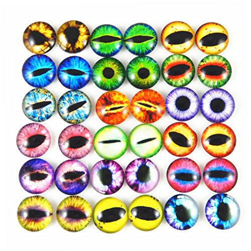 Julie Wang runde Drachenaugen-Cabochons aus Glas in sortierten Größen, 100 Stück je Packun, 8 mm