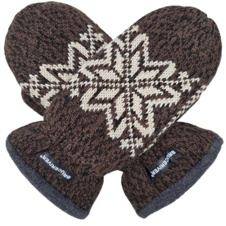 BRUCERIVER Herren Strickhandschuhe Schneeflocke | Warme Fleecefütterung