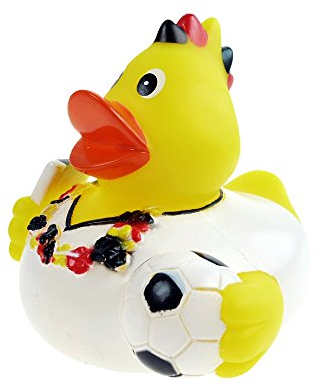 Badeente Fußballente Quietschente Fussball Deutschland Fahne Hawaiikette - 30569 - Gr. ca. 9 x 8 x 7 cm