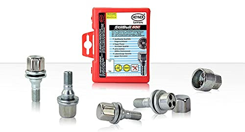 Heyner StilBull Tornillos de rueda de bloqueo para M12x1.25 ZH4 para asiento plano Citroen Set de 4 y protección antirrobo