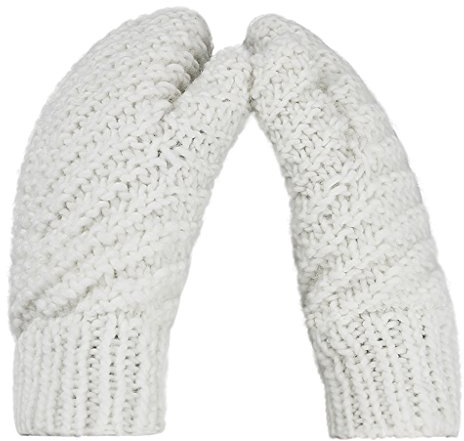YSXY Unisex Damen Herren Handschuhe Doppelschicht Verdickt Fäustlinge Winter Warm Strick Winterhandschuhe Plüschfutter Grau, Weiß, Einheitsgröße