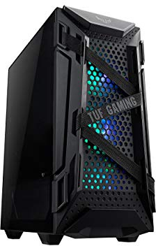 ASUS TUF Gaming GT301 Mid-Tower Compact Case for ATX Motherboards with honeycomb Front Panel, 120mm AURA Addressable RBG fans, headphone hanger, and 360mm radiator support, 2 x USB 3.2