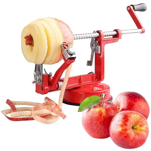 ARSUK Apple Peeler (3 Replacement Blades) Slicer Corer 3 in 1 Fruit Peeler Machine for Potatoes Stainless Steel Adjustable Blade for Easy Kitchen Use with Anti Slip Powerful Suction Base