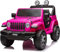 Auto Macchina Elettrica per Bambini Jeep Fiat Wrangler Rubicon 12V Telecomando con Monitor 4 Mp4 Sedile in Pelle Luci e Suoni Video (Rosa)