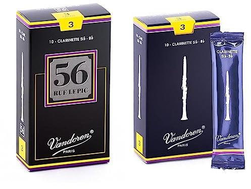 Vandoren Rue Lepic Bb Clarinet Reeds - Box of 10 - Strength 3 & CR103 Traditional Bb Clarinet Reeds (Strength 3) (Pack of 10)