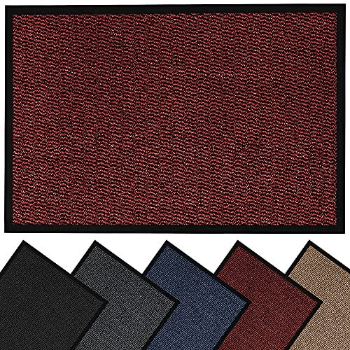 HOUSEGADS Door Mats Indoor And Outdoor Rugs - Anti-Slip Door Mat Carpet - Non Slip Outdoor Rubber Mat - Washable Indoor Floor Mats - Kitchen Mat Non Slip Rugs (Red, 40 X 60)