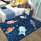 Kinderteppich Universe Planet Astronaut Wohnzimmerteppich rutschfest Blau Schwarz Teppich Jungen und Mädchen Spielteppich Teppich Waschbar (B, 80 x 160 cm)