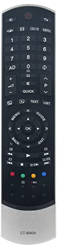 VINABTY CT-90404 Télécommande remplacée pour Toshiba TV 40RL933G 32TL933RB 40TL933RB 46TL963G 40TL963RB 42VL963RB 55VL963RB 23RL933B 32RL953B 32RL938G 32RL958B 40RL933 40RL953B 40RL938G 40TL938G 46ML