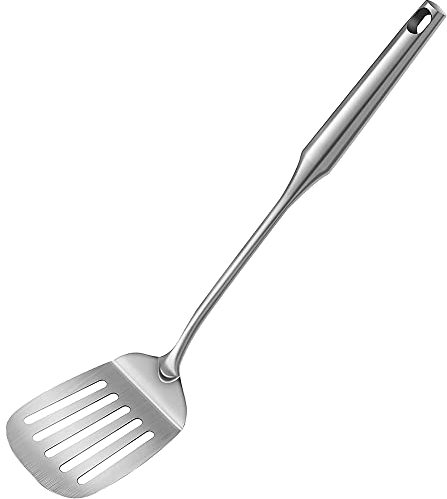 Slotted Turner Spatula 304 Stainless Steel - Heavy Duty Metal Fish Spatula for Grilling, Frying, Pancakes - Kitchen Utensil with Slotted Design (Food Safe)