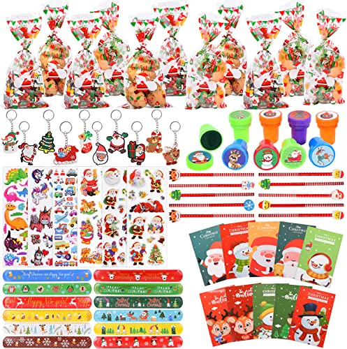 FORMIZON 158 Pcs Weihnachten Party Mitgebsel, Weihnachten Süßigkeitstüten, Schlüsselanhänger Weihnachts, Weihnachten Bleistifte, Weihnachten Scharmband für Geschenke Kindergeburtstag