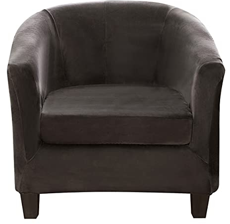 Rosnek Samt Sesselbezug Stretch Sesselhusse,2-Separate-Teile Clubsessel Sessel Bezug für Eine Einfache Reinigung,Cocktailsessel Armchair Sesselhussen mit Armlehne Hussen für Sessel