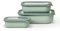 Mepal - Cirqula Multischüssel Set 3–teilig rechteckig Nordic sage – 500, 1000, 2000 ml – Verwendbar als Vorratdose, Kühlschrankdose, Gefrierdose, Mikrowellegeschirr & Servierschale mit Deckel