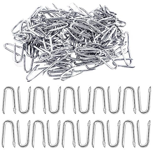 Glarks Juego de 200 Grapas de Acero de 30 mm en Forma de U - Alambre Galvanizado Resistente para Valla Tejida y Malla