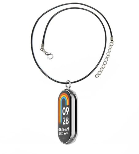 xhKJO Anhänger Lanyard für Xiaomi Mi Band 8 Armband, 2 Stück Metall Strap Adapter/Stecker, Echtes Leder Halskette Anhänger Uhrenarmband mit Stecker für Xiaomi Mi Band 8 NFC Zubehör (Silber)