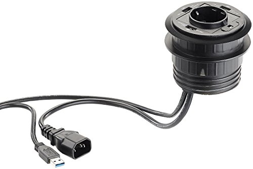 revolt USB Hub-Steckdose: Aktiver 3-fach-USB-3.0-Hub für Tisch-Einbau, Versandrückläufer (Computertisch-Steckdose, 3.0, iPhone Ladestation)