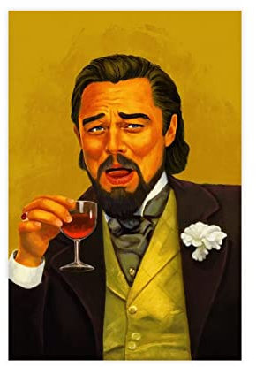 FISH DRAGATE Laughing Leo Meme Leinwand-Poster, Schlafzimmer, Dekoration, Sport, Landschaft, Büro, Zimmer, Dekoration, Geschenk, ohne Rahmen, 60 x 90 cm