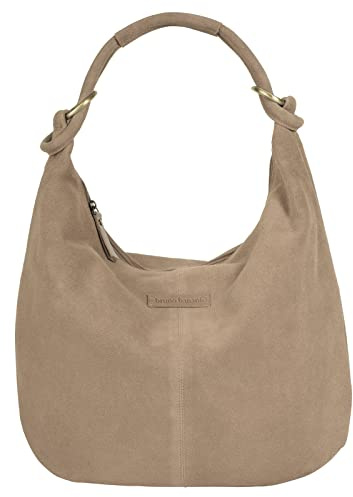 bruno banani Shopper Echt Leder Damen | Rauleder Shopper, Handtasche mit Reißverschlussfächern, Einkaufstasche aus Rindleder, leichte Umhängetasche | 021856