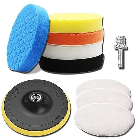 Almohadillas De Pulido De 6 Pulgadas, 10 Piezas, Accesorio De Pulidor De Taladro Con Adaptador De Taladro Para Pulidor Y Encerado