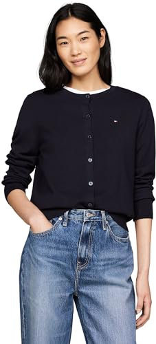Tommy Hilfiger Women's CO Jersey Stitch Cardigan Cardigan Sweater, Desert Sky, L