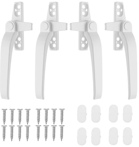 Create idea Fenstergriff-Ersatz für Rechts- und Linkshänder, Zinklegierung, Fensterschlösser mit Befestigungsschrauben, Schalter, Türsicherheit, Weiß, 4 Stück