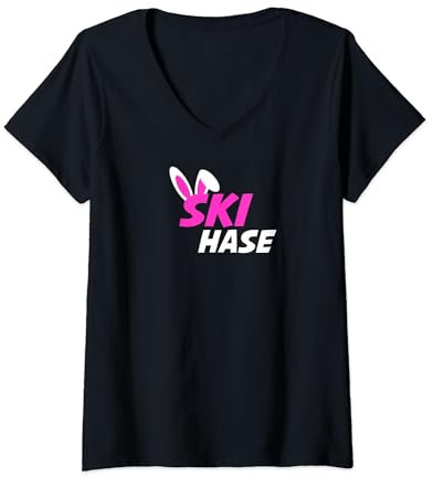Ski Hase Apres Ski - Ski Hasen, Häschen, Party Kostüm T-Shirt mit V-Ausschnitt