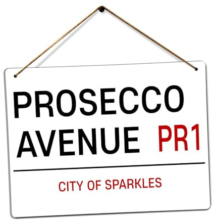 Prosecco Avenue Street Sign - Metal Wall Sign Plaque (Large - Twine)