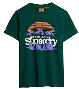 Superdry Herren Great Outdoors T-Shirt mit Grafik Dunkles Piniengrün S