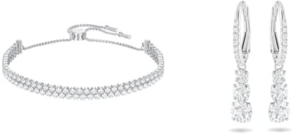 Swarovski Subtle Armband, Weiss, Rhodiniert & Attract Trilogy Ohrringe, Weiss, Rhodiniert