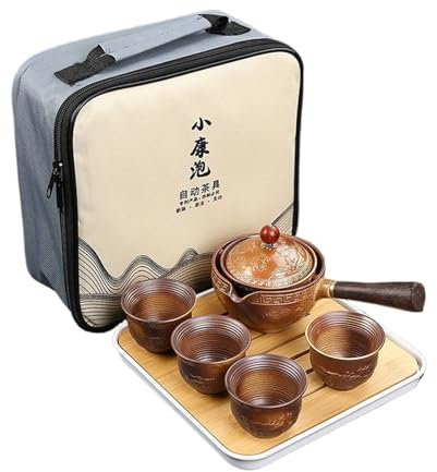 NEDLON Ensemble Théière Rotative Et Tasse À Thé, Machine À Thé À Rotation 360 Avec Infuseur, Service À Thé Portable En Céramique Pour Thé En Vrac (Color : C)