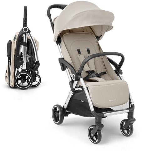 KikkaBoo Buggy Kinderwagen Reisebuggy EDEN, Bis 22 kg, Leicht (7,1 kg), Kompakt & One-Hand-Faltbar, Inkl. Regenschutz, Beige