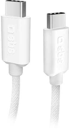 SBS Câble USB tressé USB C - USB C PD 60W 1m50, Blanc