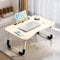 JupiterJX Foldable Laptop Stand For Bed, Laptop Bed Sofa Table Tray With Notebook Stand, Steel Non Slip Legs, Cup Holder Folding Lap Desk For Couch Floor Watching Movie Work From Home (White Maple)