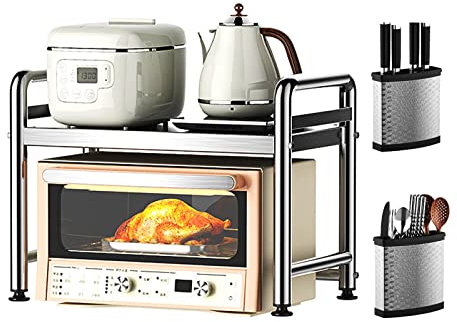Piano di lavoro per forni a microonde multifunzionali a 2/3 livelli, per scaffale per condimenti da appoggio per utensili da cucina, contenitore multifunzionale per forno, spezie, stoviglie, orga