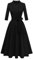 Meetjen Womens Vintage Tea Dress 2024 Swing 3/4 Sleeve Cocktail Party Formal Church Work Funeral Dresses,Black,S