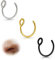 ESHIONER G23 Titan Fake Nasenpiercing Nasenring Septum Fake Nasen Piercing Hoop Set Knorpel Dünn Klein Helix Hypoallergen 18G 20G 8MM Schwarz Gold Silber 3PCS Fake Nase piercing Schmuck Damen