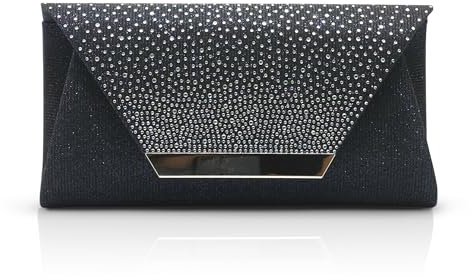 Michelle Moon Handtasche Damen Klein Elegant mit Glitzer | Abendtasche Blau | Clutch Blau Elegant für Hochzeit, Party und besondere Anlässe | Handtasche Blau Klein mit abnehmbarer Schulterkette