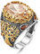 TAKILINGO 925 Sterling Silver Orange Citrine Stone Turkish Handmade Men's Ring Tree Life Motif Ring (V)