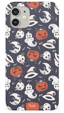Tirita Hard Phone Case Compatible with iPhone 13 Pro, Spooky Halloween - Ghosts and Pumpkins
