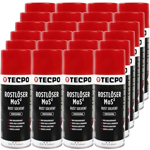 TECPO 24x Rostlöser MoS², 400ml Schmiermittel Rost Umwandler - Multifunktionsspray mit Korrosionsschutz und Kriechfähigkeit für oxidierte und verrostete Verbindungen