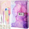Secret Diary for Girls 8 9 10 11 12 13 Year Old, Lockable Journal Notebook with Pencil Case, Pen, Stickers, Bookmark, Birthday Easter Back to School Gifts for Teen Girls Age 7-14 (Purple)