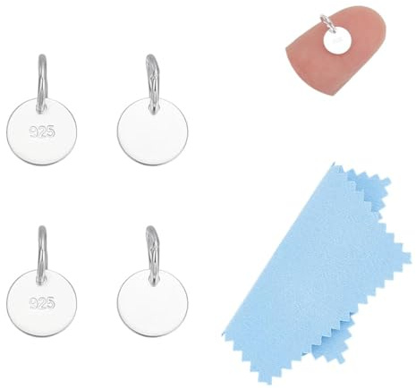 UNICRAFTALE 5 Stück 925 Sterlingsilber Anhänger Flach Rund Metall Stanzrohlinge Charms Gravierbare Anhänger Mit Poliertuch Für Die Schmuckherstellung Halsketten Armbänder Valentinstag DIY