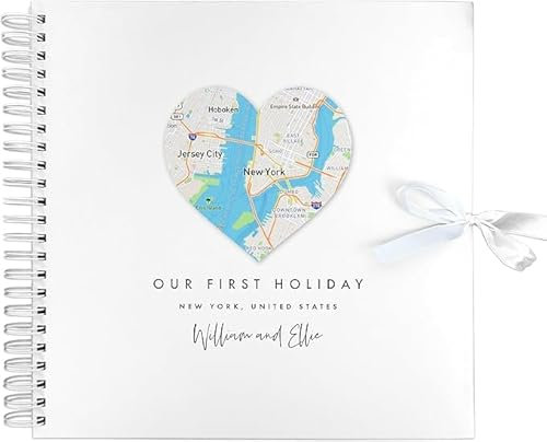 Album di ricordi personalizzato con mappa del cuore, design a cuore, per San Valentino, anniversario, compleanno, vacanze, amicizia, 20,3 x 20,3 cm