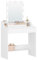 Hzuaneri Schminktisch mit LED-Beleuchtung, Einstellbare Helligkeit, Schminktisch mit Spiegel, mit 2 Schubladen und 3 Offenen Fächern, Modern, Weiß DT39503X