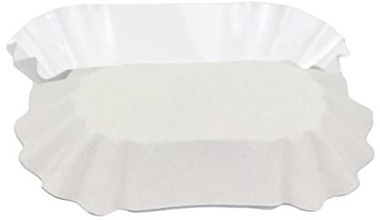 Commerline 250 Stück Pommesschalen aus Pappe (9 x 14 x 3 cm) KU51 – Rechteckige Currywurst Pommes Papierteller, Stabile & Umweltfreundliche Einwegteller für Party & Gastronomie