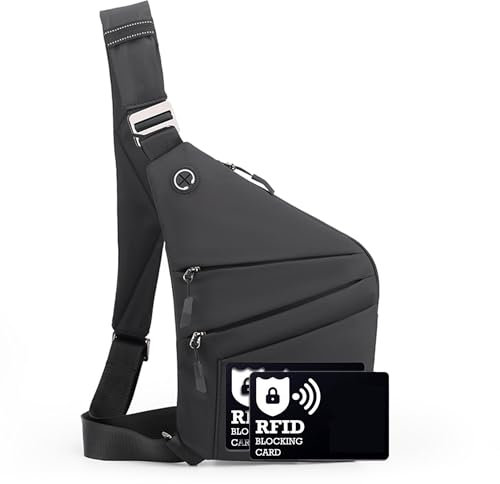 ibalulu Anti Diebstahl Tasche, Diebstahlsichere Umhängetasche mit Mehrfachtasche Schultertasche Wasserresistente Brusttasche, Sicherheitstasche Reise, Diebstahlsicher für Damen & Herren