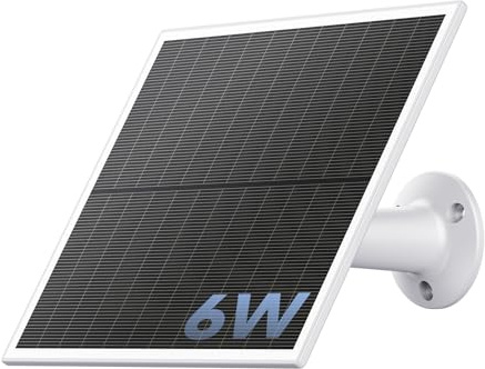 NUASI 6W Solarpanel für Akku Überwachungskamera Aussen, Type-C Schnittstelle, für Solar IP Kamera, (3 Meter Kabel), IP66 wasserdichte, Weiß