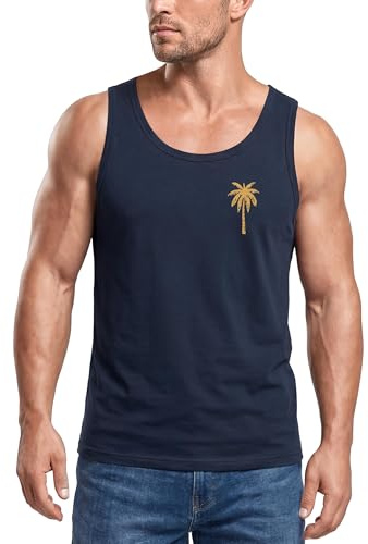 Neverless® Herren Tank-Top Sommer Shirt mit Brustlogo Palme Aufdruck Fashion Surfen Muskelshirt