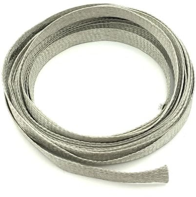 Manchon tressé en cuivre étamé de 20 mm - Gaine en métal anti-interférences - Pour haut-parleur audio - Câble blindé en cuivre étamé